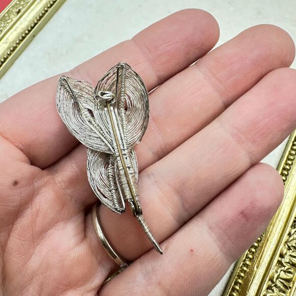 Vintage Jewelry Silver Tone Brooch West Germany Spun Wire Handmade - Picture 4 of 4